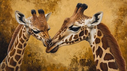 Obraz premium Giraffe Mother Affections Calf Wildlife Animals