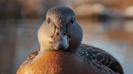 Gadwall bird ( Mareca strepera ) close up -