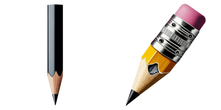 PNG Two pencils one black and one yellow are displayed against a transparent background.
