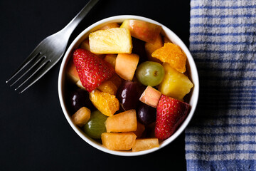 Bowl of Fresh Ripe Healthy Fruit Salad