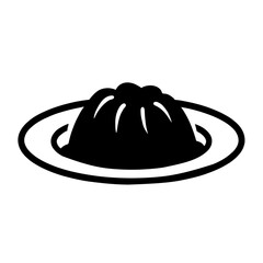 Minimalist black silhouette of haggis on a plate against a white background