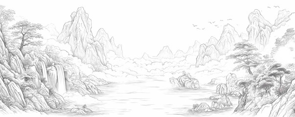 Sketch of a Mountainous Landscape