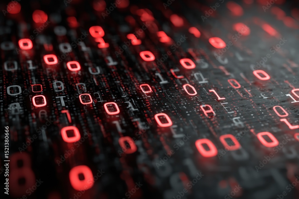 Poster red binary code background