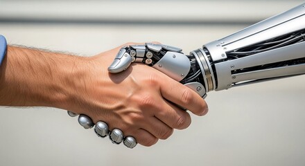 Humanos e Tecnologia - Robos IA - Aperto de M&atilde;os