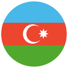 Round Azerbaijan flag icon, badge or button, circle.