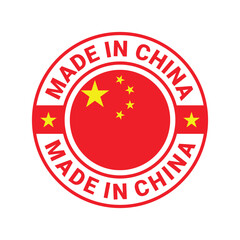 made in china stamp circle logo vector design with china flag element	