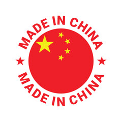 made in china stamp circle logo vector design with china flag element	
