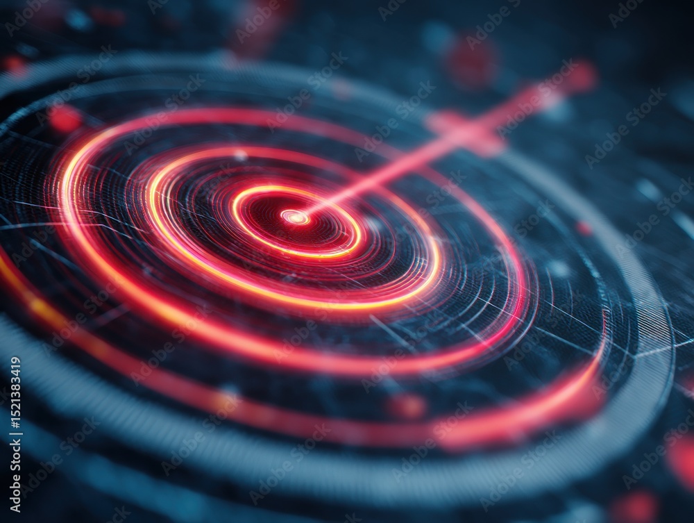 Aufkleber abstract digital display with glowing concentric circles