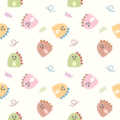 Dinosaur colorful cartoon so cute. Pattern seamless vector illustration. 