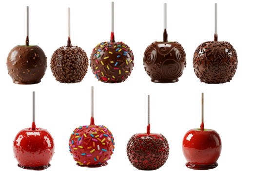 maça do amor, doce, maça do amor com cobertura de chocolate, fundo transparente - candy apple, sweet, chocolate covered candy apple, transparent background