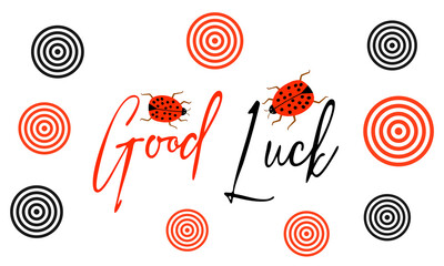 Good luck illustration featuring a ladybug, symbolizing fortune and positivity.