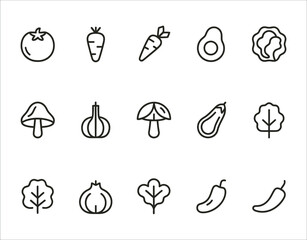 Editable Stroke Vegetable Icons
