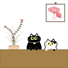 cute funny cats design. Cartoon for coloring page, card, postcard, poster, wallpaper, social and design work.