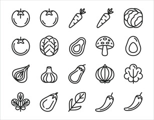 Healthy Eating Icons &ndash; Line Art Collection