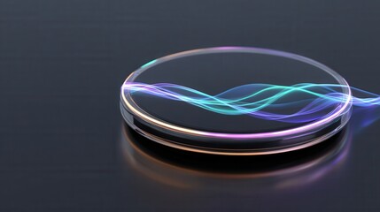 Vibrant Light Waves on a Transparent Surface with Dark Background
