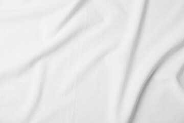 Texture of white fabric as background, top view