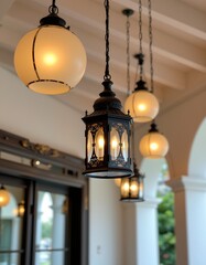 Obraz premium lanterns suspended with warm light
