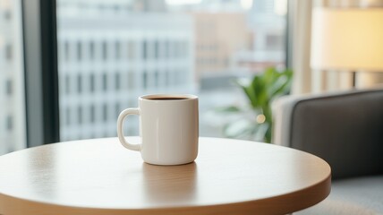 Urban cozy café nook featuring a single cup brew in a stylish setting, perfect for relaxation or work.
