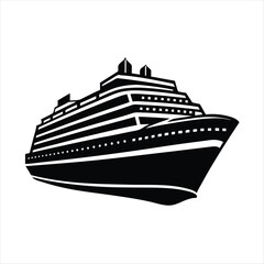 Obraz premium Silhouette of a large cruise ship sailing on the ocean