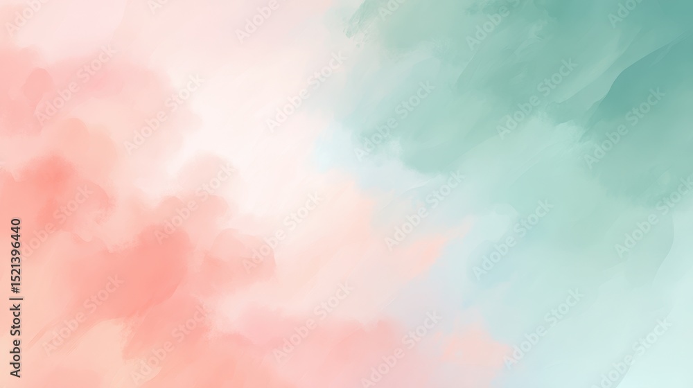 Poster soft pastel hues blend seamlessly, creating a calm and serene abstract background with gentle brush 