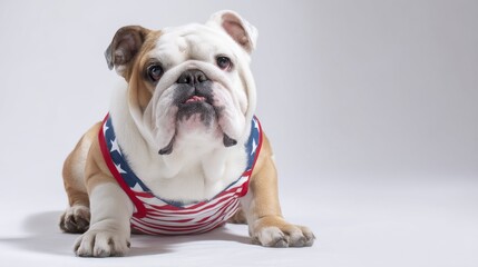 Obraz premium American Bulldog in Patriotic Outfit