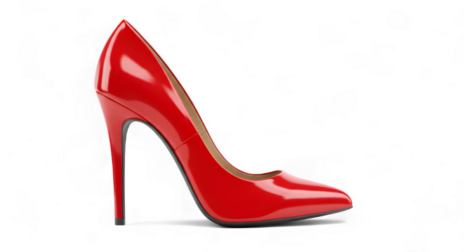 Sleek Red High Heel Shoe with Glossy Finish and Stiletto Heel
