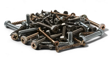 Closeup of Assorted Metal Bolts and Screws