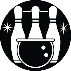 Retro Bowling Icon Pack in Pastel Tones Silhouette illustration