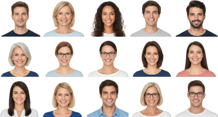 Diverse Group of Smiling Adults Headshots of Men and Women of Different Ethnicities and Ages
