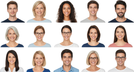 Diverse Group of Smiling Adults Headshots of Men and Women of Different Ethnicities and Ages