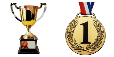 PNG Golden Trophy and Medal Collage