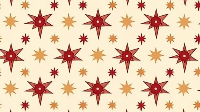 looping background, 4k vector animation, seamless retro pattern, maroon beige background, animated stars and dots, vintage vector loop, flat design animation, aesthetic seamless motion, minimal retro 