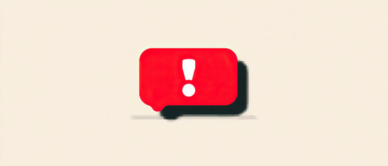 Red alert icon with exclamation mark in minimal flat style popup spam alert design