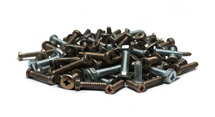 Closeup of a Pile of Mixed Bolts and Screws