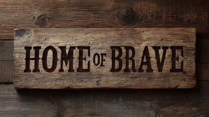 Rustic Wooden Sign: Home of Brave