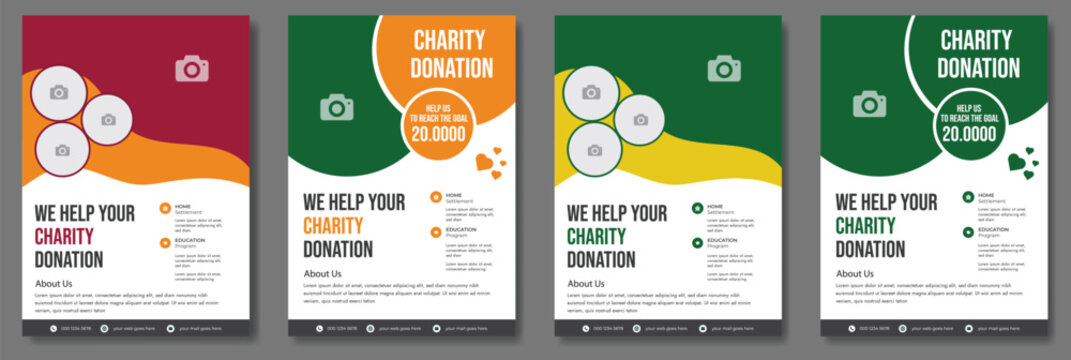 Charity flyer template with kids' book donation brochure cover ad design