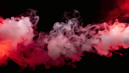 Red steam texture on black background with smoky vapor effect for dramatic and mysterious design