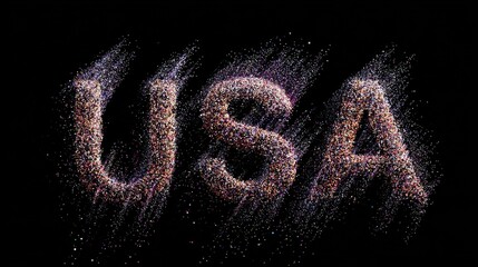 USA Text Design with Glitter Particles