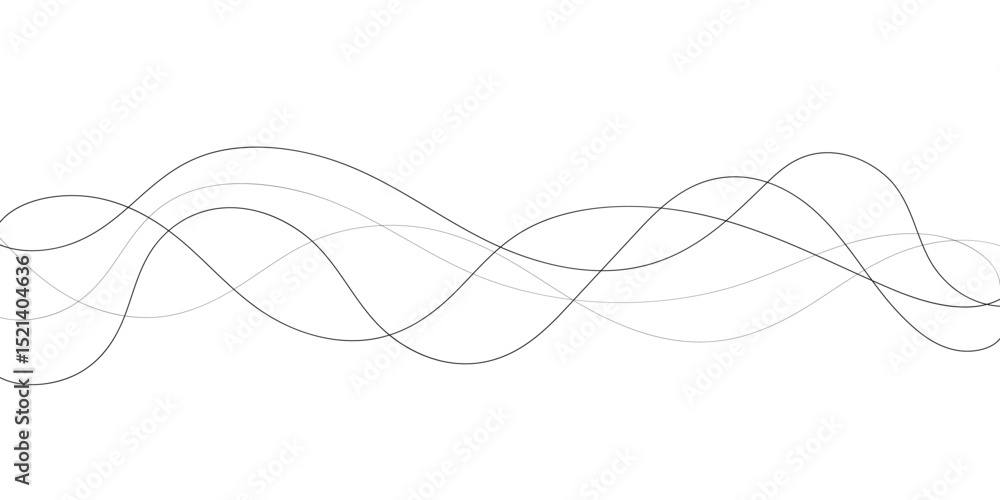 Poster technology abstract lines on white background. undulate grey wave swirl, frequency sound wave, twist