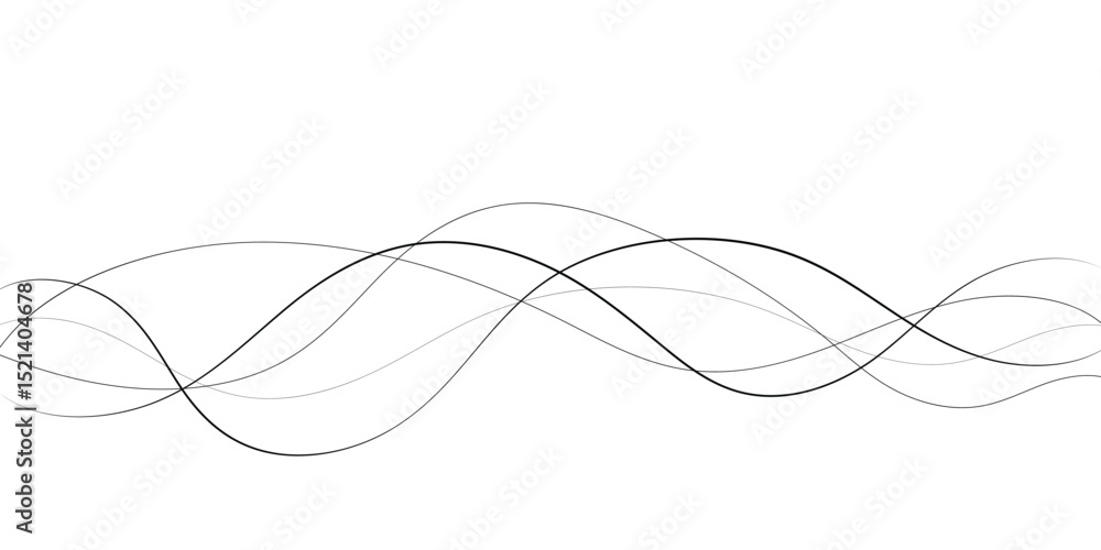 Poster technology abstract lines on white background. undulate grey wave swirl, frequency sound wave, twist
