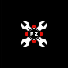 Fototapeta premium FZ Initials Vektor Stok Otomotif Logo Design