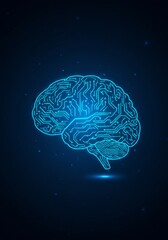 Brain Circuitry: Futuristic AI Concept - Symbolizing intelligence, technology, innovation, neural networks, and the future of AI. A futuristic brain illustration
