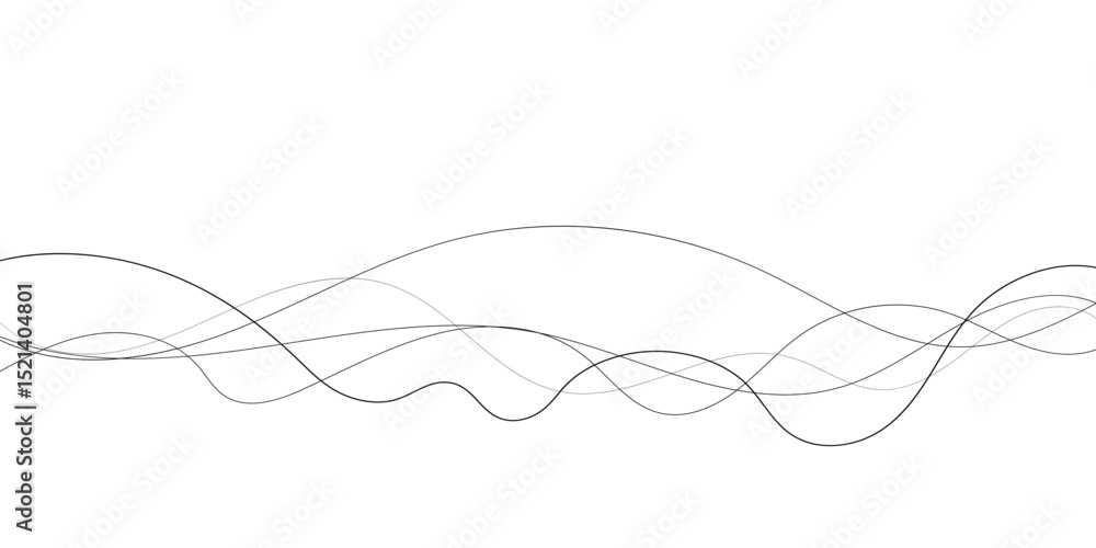 Poster technology abstract lines on white background. undulate grey wave swirl, frequency sound wave, twist