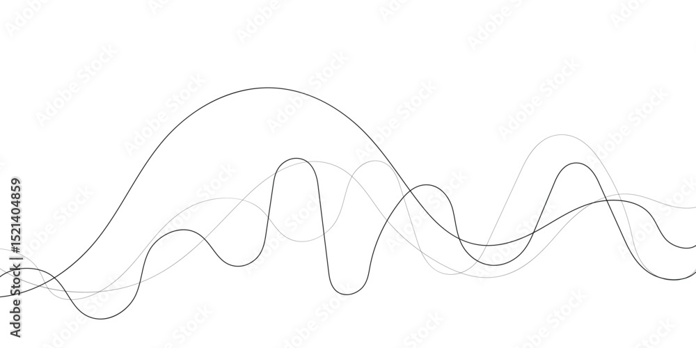 Poster technology abstract lines on white background. undulate grey wave swirl, frequency sound wave, twist