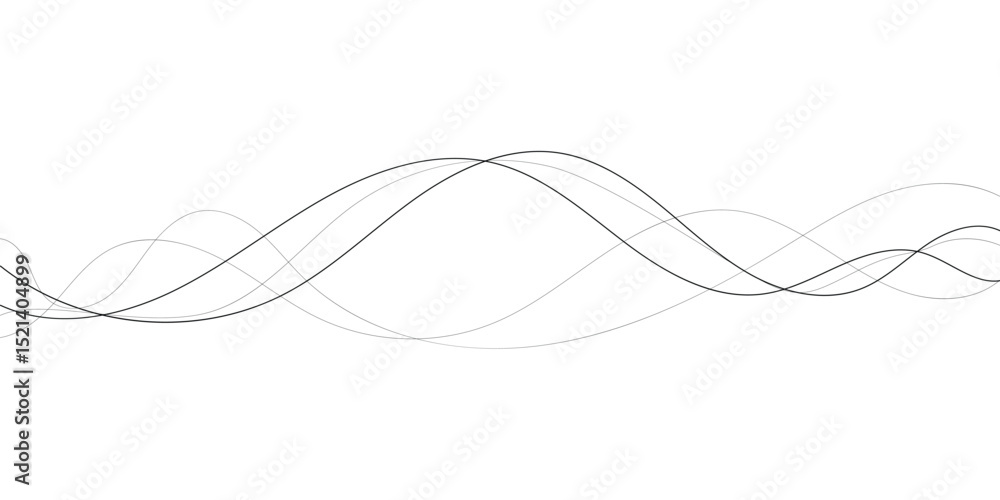 Poster technology abstract lines on white background. undulate grey wave swirl, frequency sound wave, twist