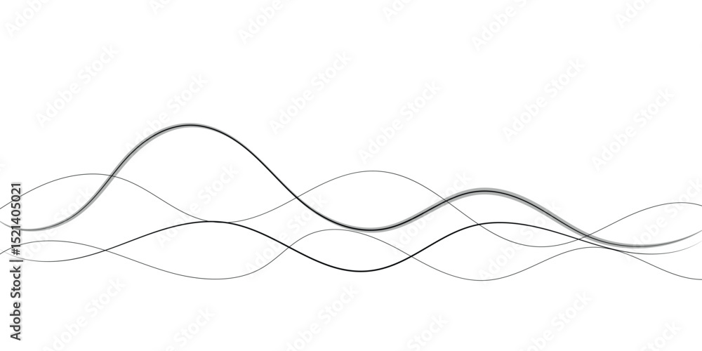 Poster technology abstract lines on white background. undulate grey wave swirl, frequency sound wave, twist
