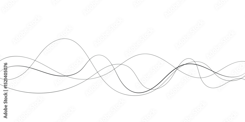 Poster technology abstract lines on white background. undulate grey wave swirl, frequency sound wave, twist