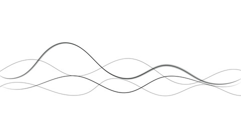 Technology abstract lines on white background. Undulate Grey Wave Swirl, frequency sound wave, twisted curve lines with blend effect	