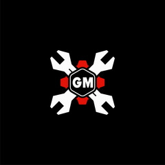 GM Initials Vektor Stok Otomotif Logo Design