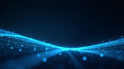 Blue digital lines and light particles forming a smooth data stream path in a high-tech environment, suitable for themes involving networking, 5G, data science, AI technology, and futuristic interface - Powered by Adobe